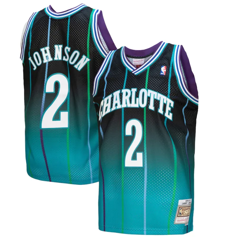 Maillot Larry Johnson Charlotte Hornets 1992/93 Mitchell & Ness Hardwood Classics