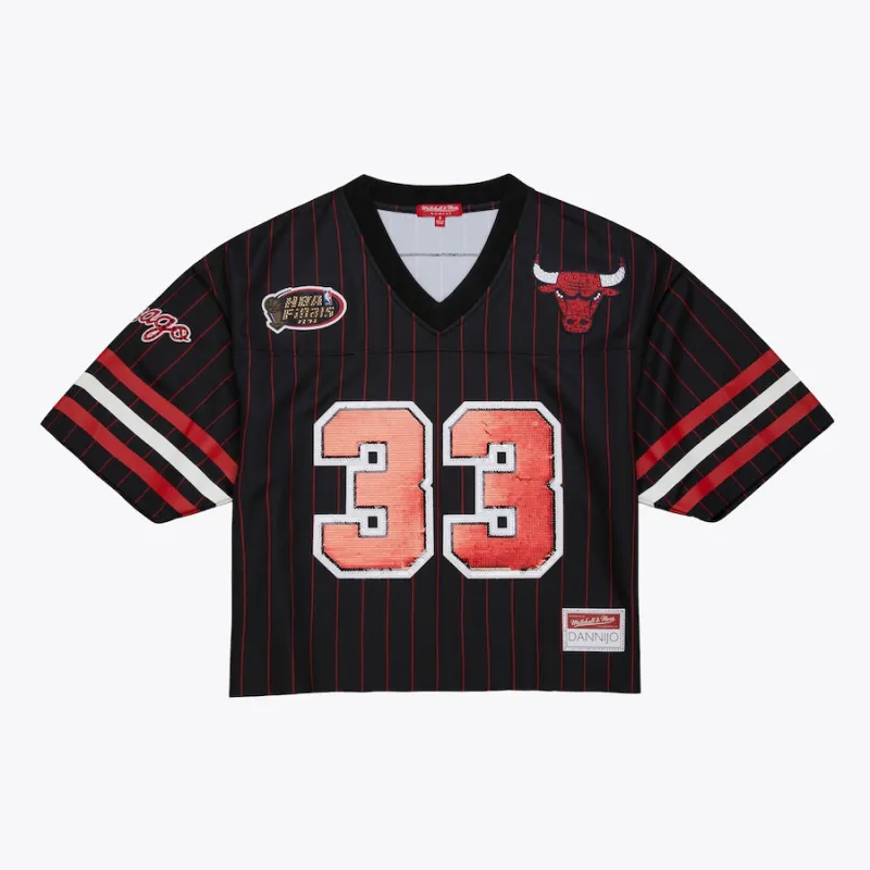 Scottie Pippen Chicago Bulls Mitchell & Ness x DANNIJO Damen gekürzte Mode-Fußballtrikot - Schwarz