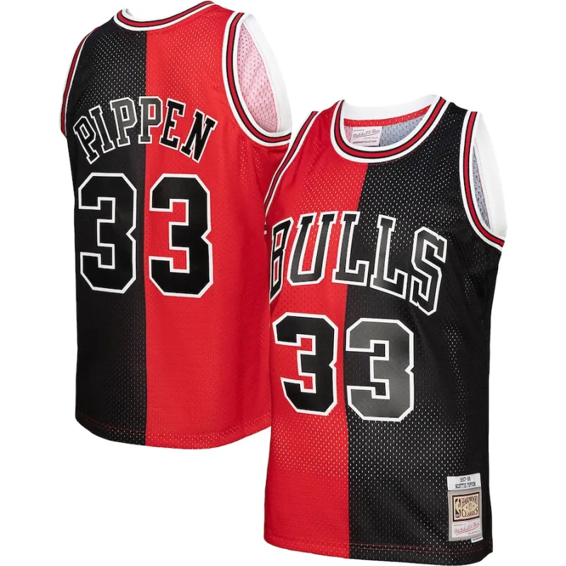 Scottie Pippen Camiseta Swingman Split de los Hardwood Classics 1997/98 de los Chicago Bulls Mitchell & Ness - Rojo/Negro