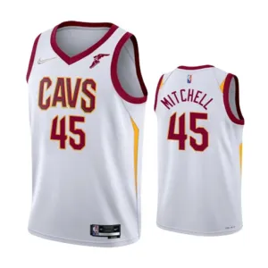 La maglia di Donovan Mitchell, Cleveland Cavaliers 2021/22 - Edizione Associazione - Bianco