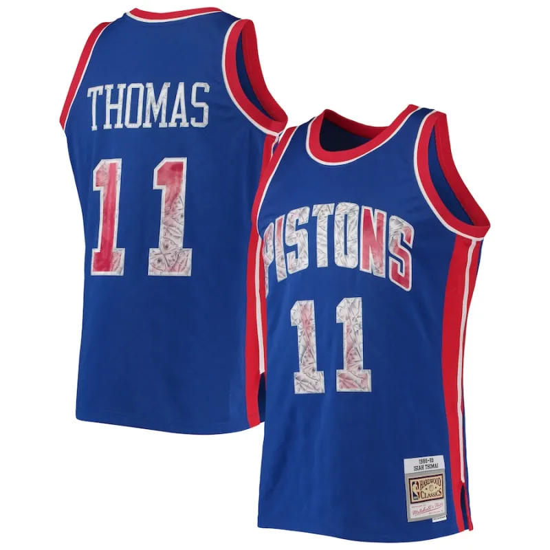 Camiseta Isiah Thomas Detroit Pistons Mitchell & Ness 1988/89 Classic NBA 75º Aniversario Diamond Edition