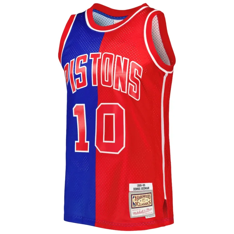 Dennis Rodman Detroit Pistons Mitchell & Ness Hardwood Classics 1988/89 Split Swingman Jersey