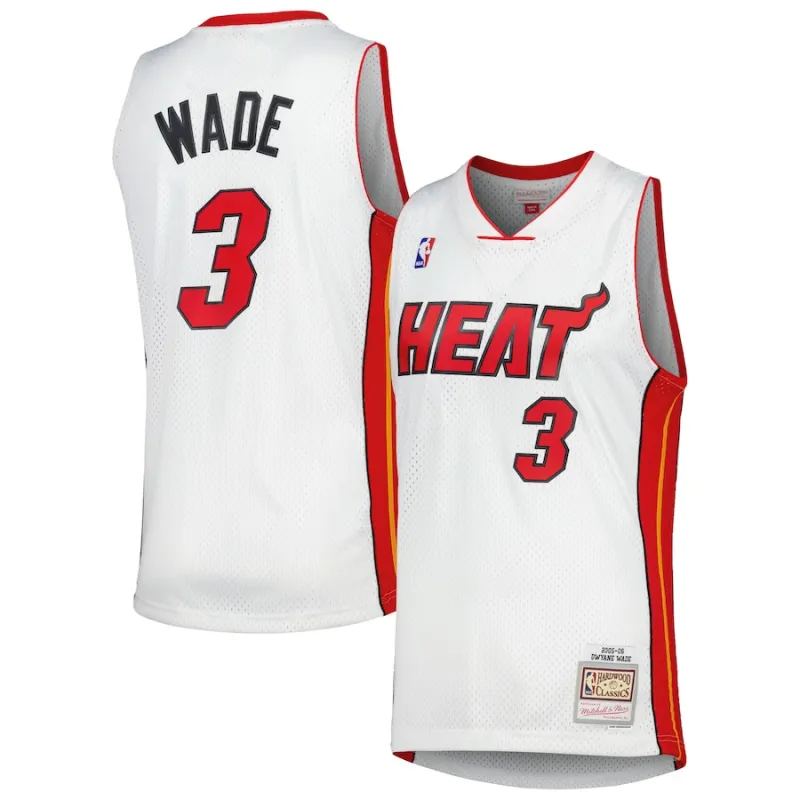 Dwyane Wade, Maillot Swingman de l'édition classique 2005/06 des Miami Heat de Mitchell & Ness - Blanc