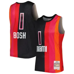 Chris Bosh, Maillot Swingman Split des Hardwood Classics 2011/12 des Miami Heat de Mitchell & Ness - Noir/Rouge