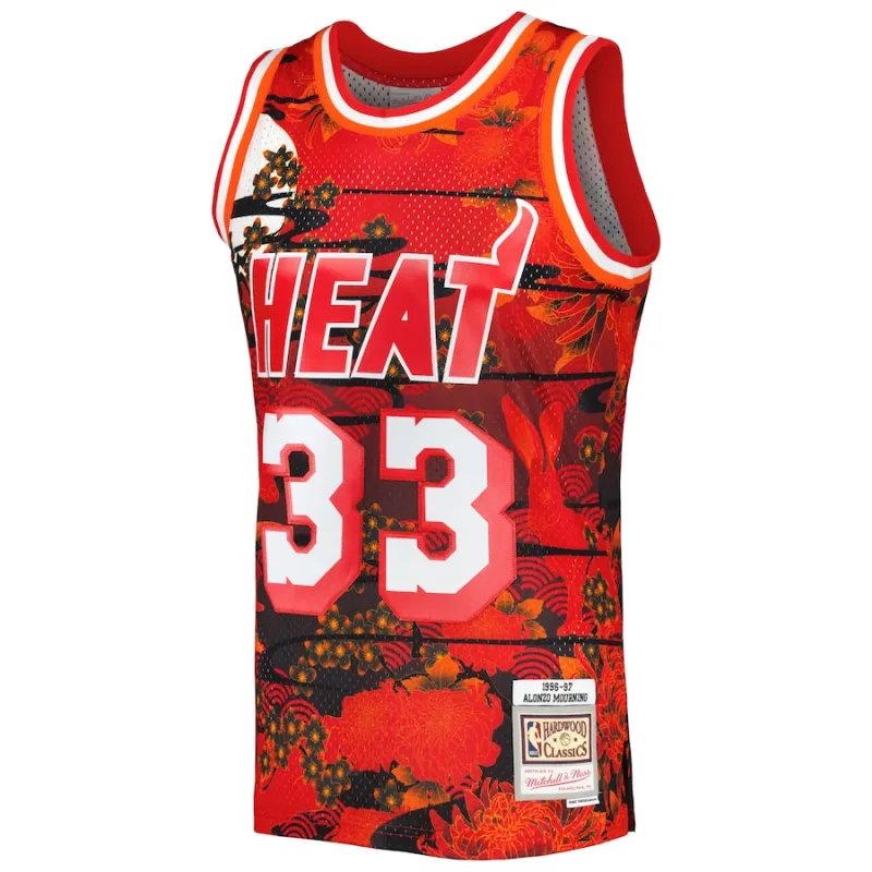 Maillot Alonzo Mourning Miami Heat Mitchell & Ness 1996/97 Hardwood Classics Nouvel An lunaire