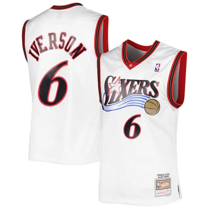 Allen Iverson Philadelphia 76ers Mitchell & Ness 2001/2002 Klassische Edition Swingman Jersey - Weiß