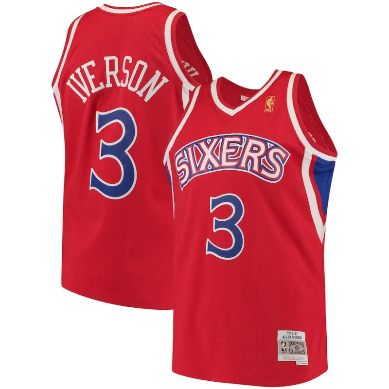Allen Iverson Philadelphia 76ers Mitchell & Ness 1996/1997 Klassische Edition Swingman Jersey - Rot