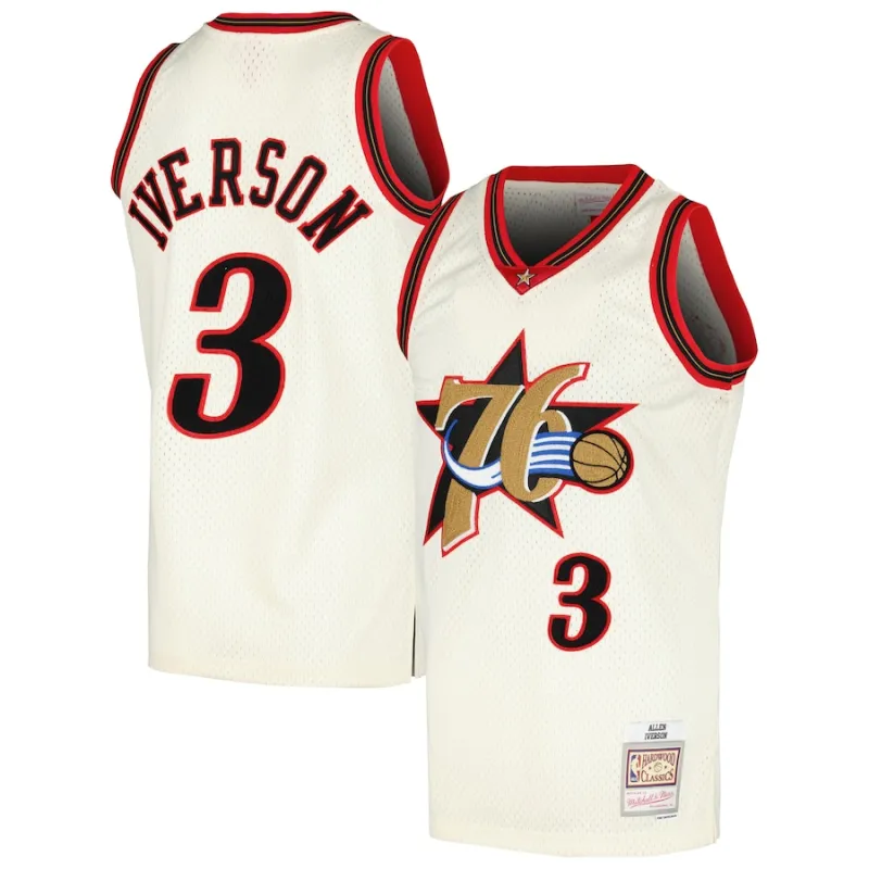 Allen Iverson Philadelphia 76ers Mitchell & Ness Swingman Jersey - Creme-Farbe
