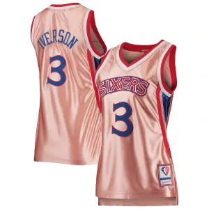 Allen Iverson Philadelphia 76ers Mitchell & Ness Maglia Swingman 1996 Rose Gold dell'75° Anniversario per Donne - Rosa
