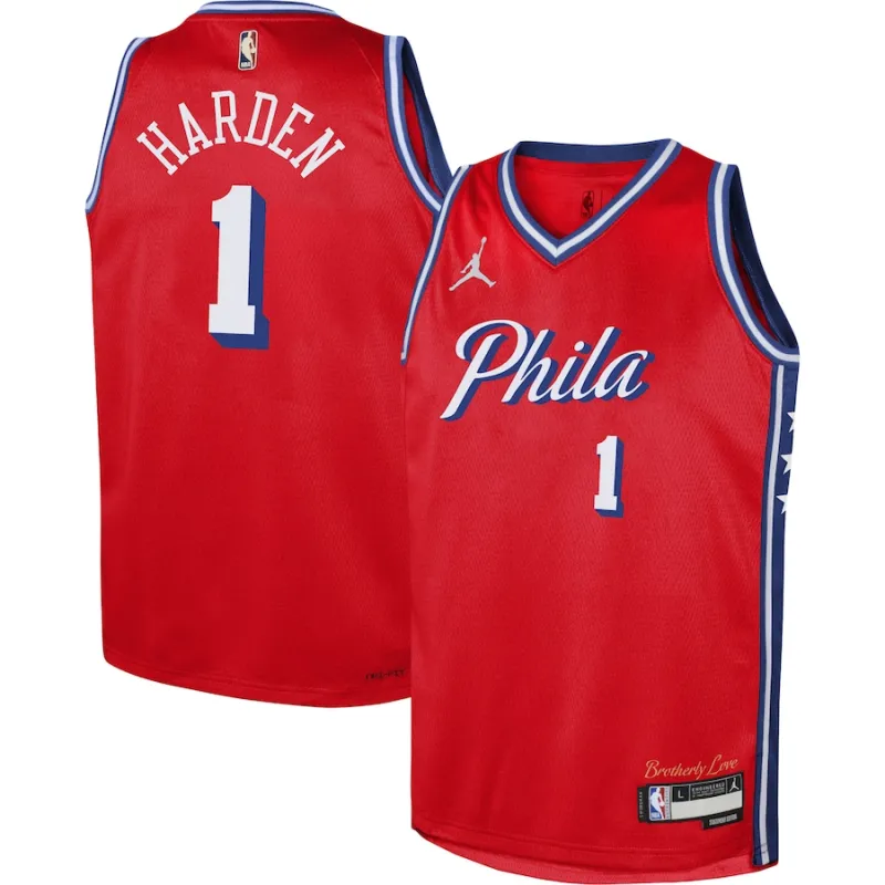 James Harden Philadelphia 76ers Brand Jordan Maglia Swingman per Giovani - Edizione Statement - Rosso