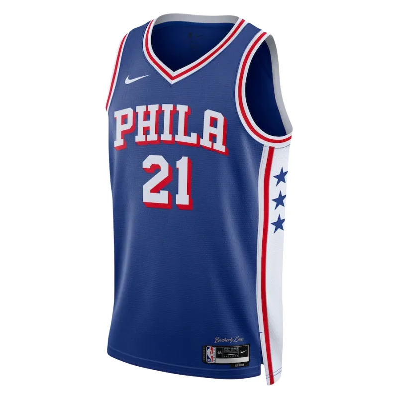 Joel Embiid Philadelphia 76ers Maglia Swingman Unisex - Edizione Icone - Blu Reale