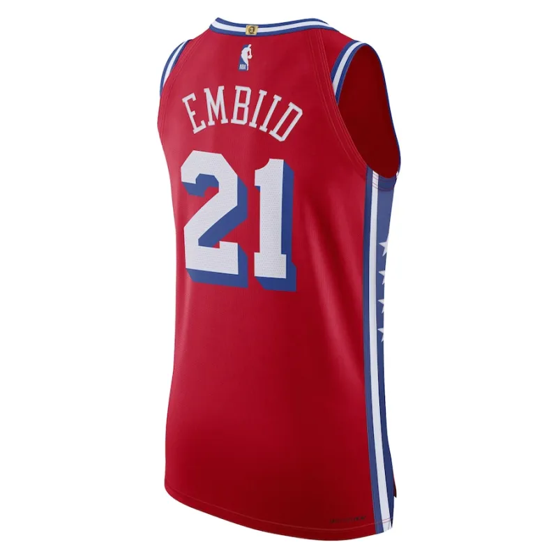 Joel Embiid Philadelphia 76ers Maglia del Giocatore Autentica di Jordan Brand - Edizione di Dichiarazione - Rosso