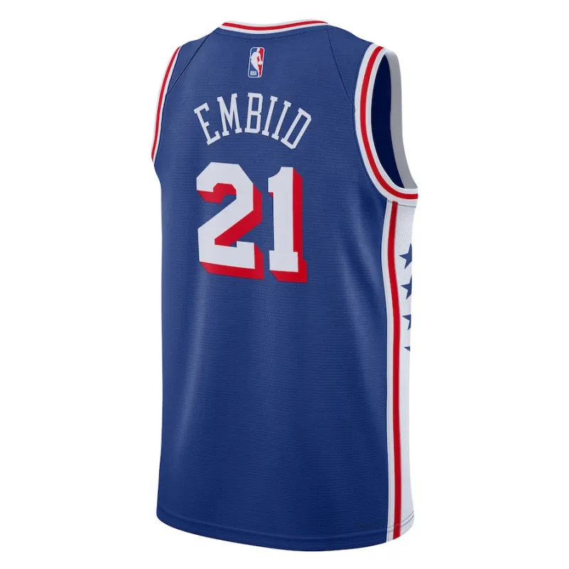 Joel Embiid Philadelphia 76ers Maillot Swingman pour Jeunes - Édition Icône - Bleu Royal