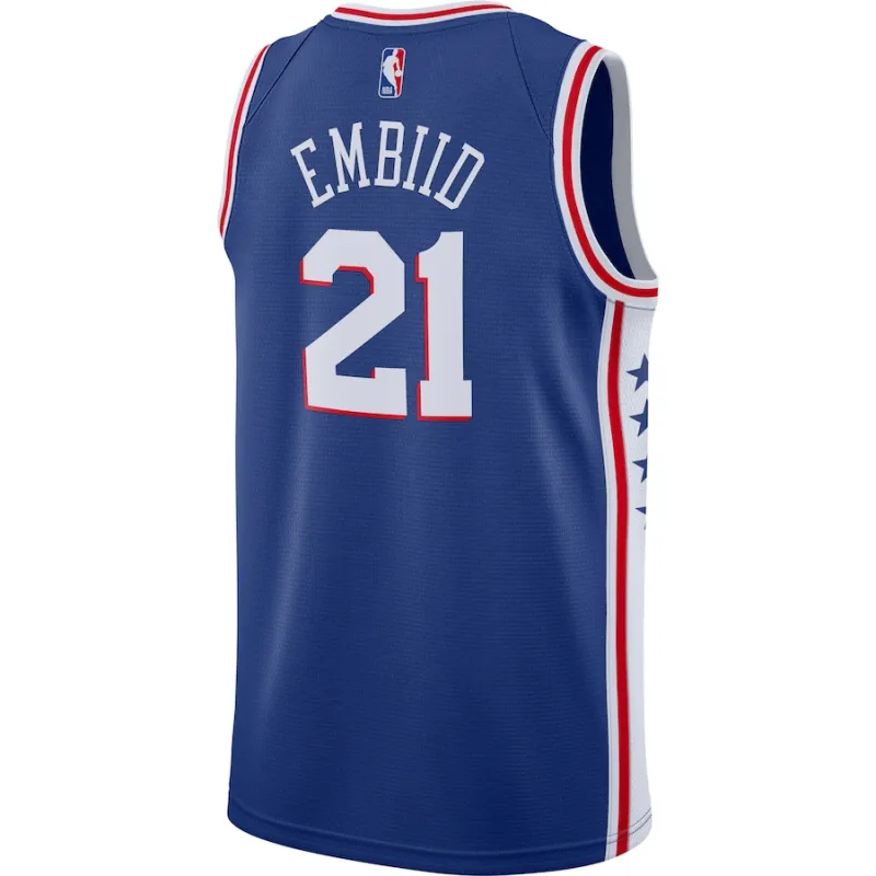 Joel Embiid Philadelphia 76ers Maillot Swingman 2019/2020 - Édition Icône - Bleu Royal