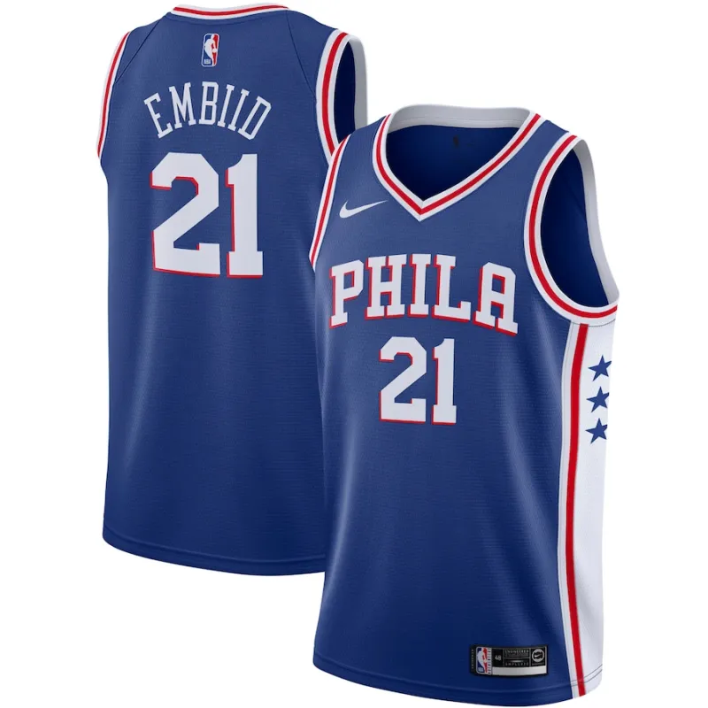 Joel Embiid Philadelphia 76ers Maillot Swingman 2019/2020 - Édition Icône - Bleu Royal