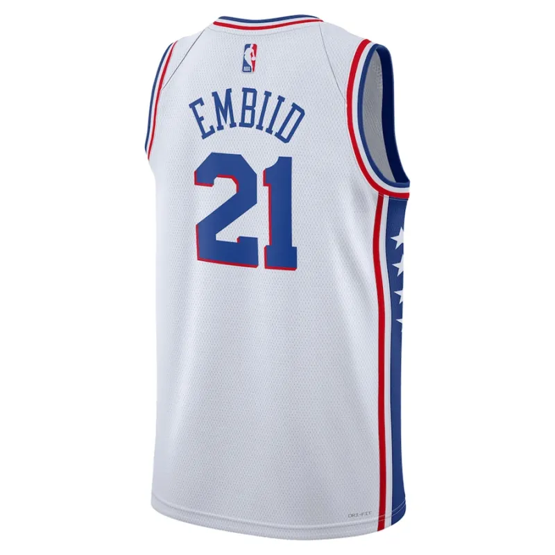 Joel Embiid Philadelphia 76ers Maillot Swingman Unisexe - Édition Association - Blanc