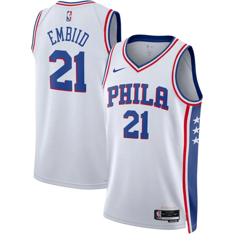 Joel Embiid Philadelphia 76ers Maillot Swingman Unisexe - Édition Association - Blanc