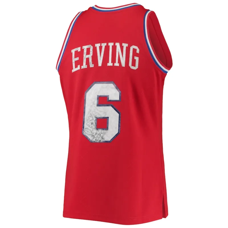 Julius Erving Philadelphia 76ers Mitchell & Ness 1982/83 Klassisches NBA 75. Jahrestag-Diamant-Fan-Edition-Jersey - Rot