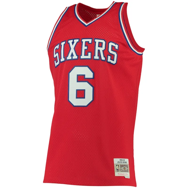 Julius Erving Philadelphia 76ers Mitchell & Ness Maglia Hardwood Classics Classica 1982/83 per Donne - Rosso