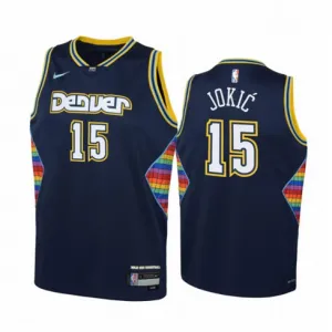 Nikola Jokic, Denver Nuggets, City-Edition 2021/22, Dunkelblau