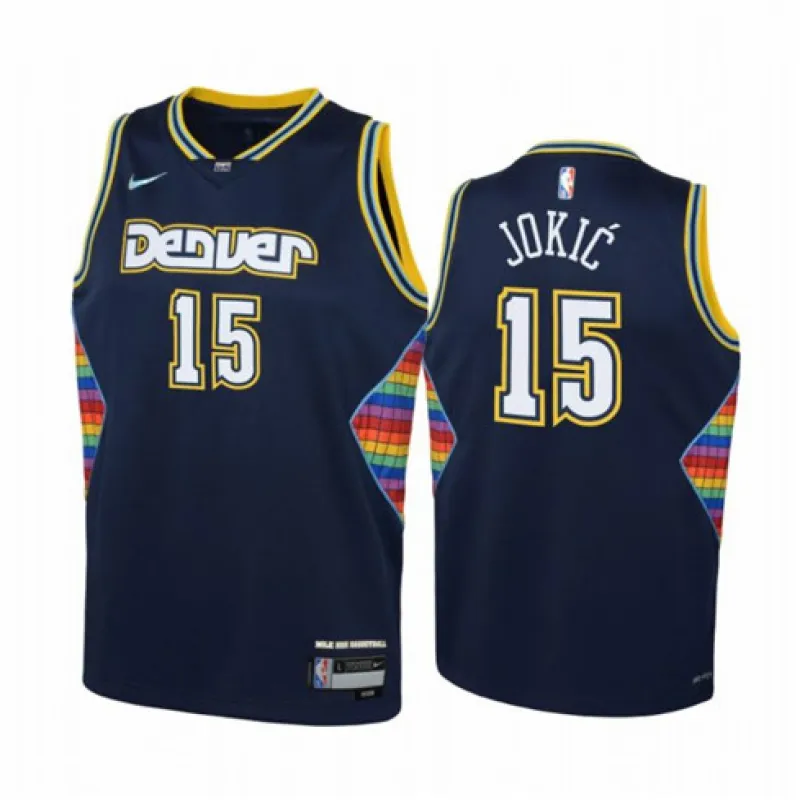 Nikola Jokic, Denver Nuggets, City-Edition 2021/22, Dunkelblau