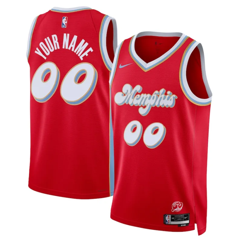 Memphis Grizzlies 2024/25 Personalisé, Édition Ville, Rouge