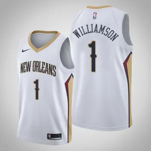 Zion Williamson. New Orleans Pelicans. Edizione dell'associazione 2018/19. Bianco