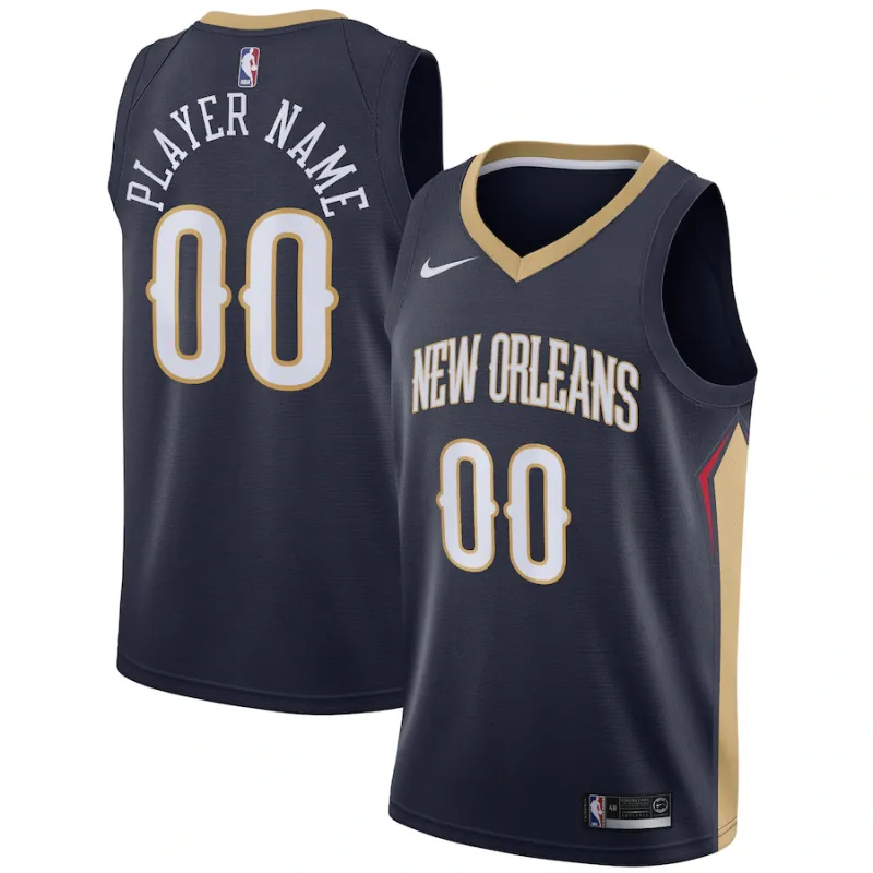 New Orleans Pelicans, Maillot personnalisé, Édition Icône, Bleu Marin