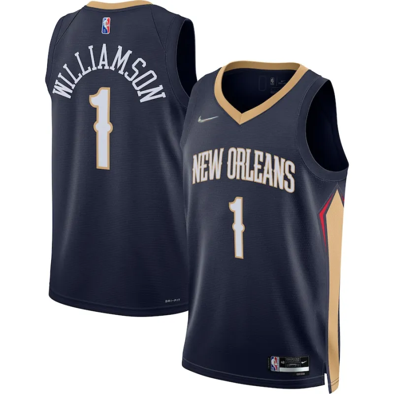 Zion Williamson, New Orleans Pelicans, Édition Icône, Bleu Marine