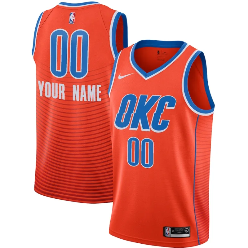 Oklahoma City Thunder Custom Jersey, Statement Edition, Orange
