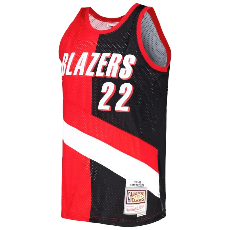 Clyde Drexler, Portland Trail Blazers, 1991/92, Rojo/Negro