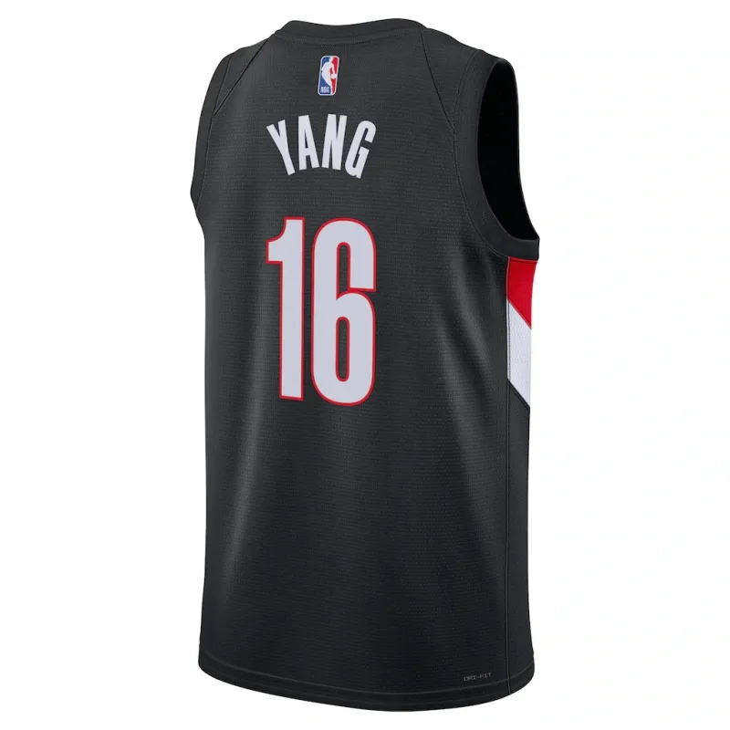 Camiseta Swingman de Portland Trail Blazers Yang Hansen - Edición Icono - Negra
