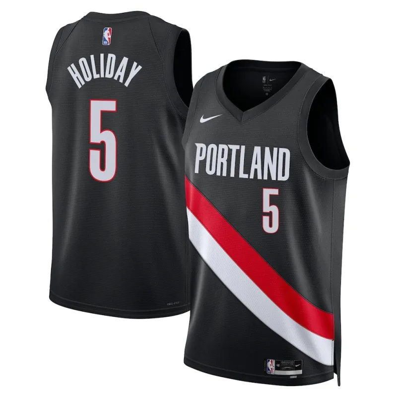 Camiseta Swingman de Portland Trail Blazers Jrue Holiday - Edición Icono - Negra