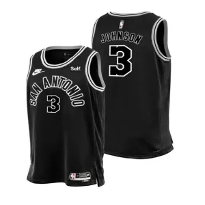Maglia di Keldon. San Antonio Spurs. Edizione classica 2022/23. Nero