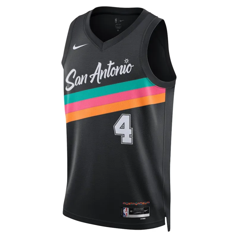 San Antonio Spurs De'Aaron Fox 2025/26 Camiseta Unisex - Edición Ciudad - Negro