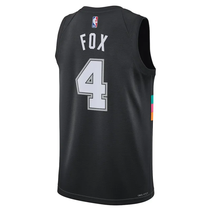 San Antonio Spurs De'Aaron Fox 2025/26 Camiseta Unisex - Edición Ciudad - Negro