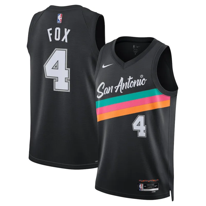 San Antonio Spurs De'Aaron Fox 2025/26 Camiseta Unisex - Edición Ciudad - Negro