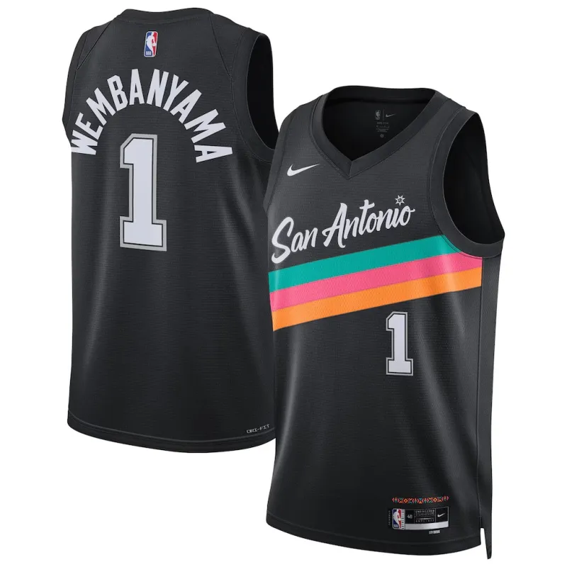 SAS Wembanyama 2025/26 City Edition Schwarzes Trikot