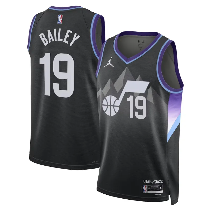 Maillot Swingman des Utah Jazz Ace Bailey - Version Statement - Noir