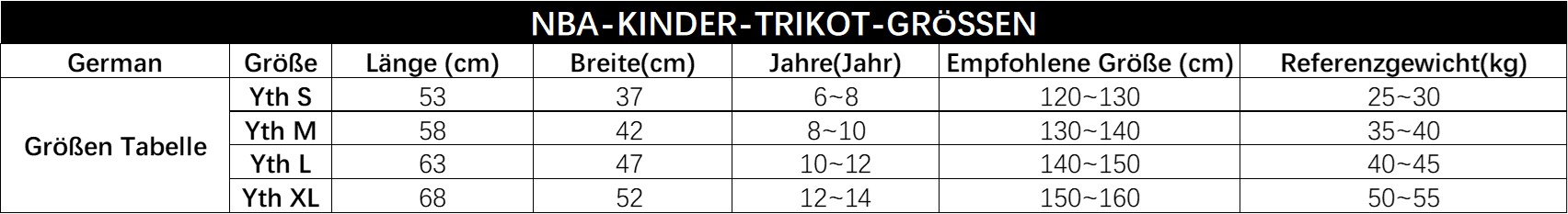 NBA Kinder Trikot Größe