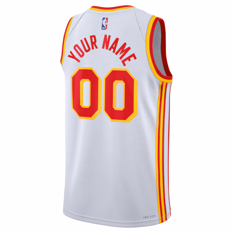 Atlanta Hawks Maillot personnalisé Swingman unisexe - Édition Association - Blanc