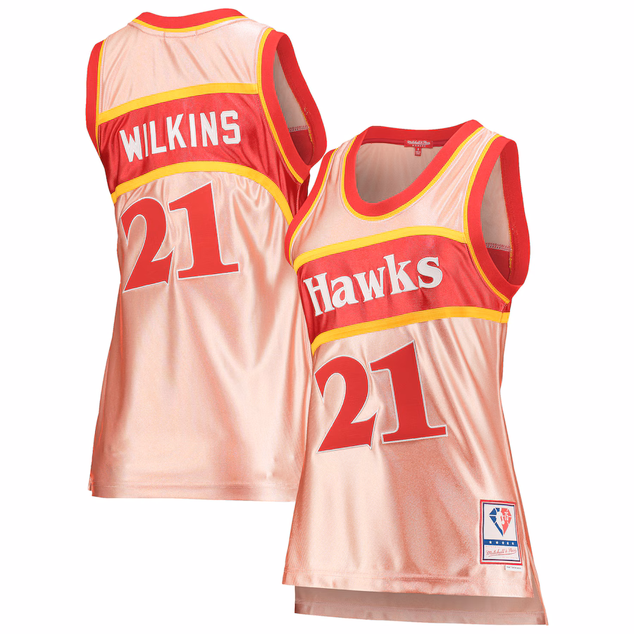 Canotta Basket Dominique Wilkins Hawks Mitchell & Ness 75° Anniversario Donna