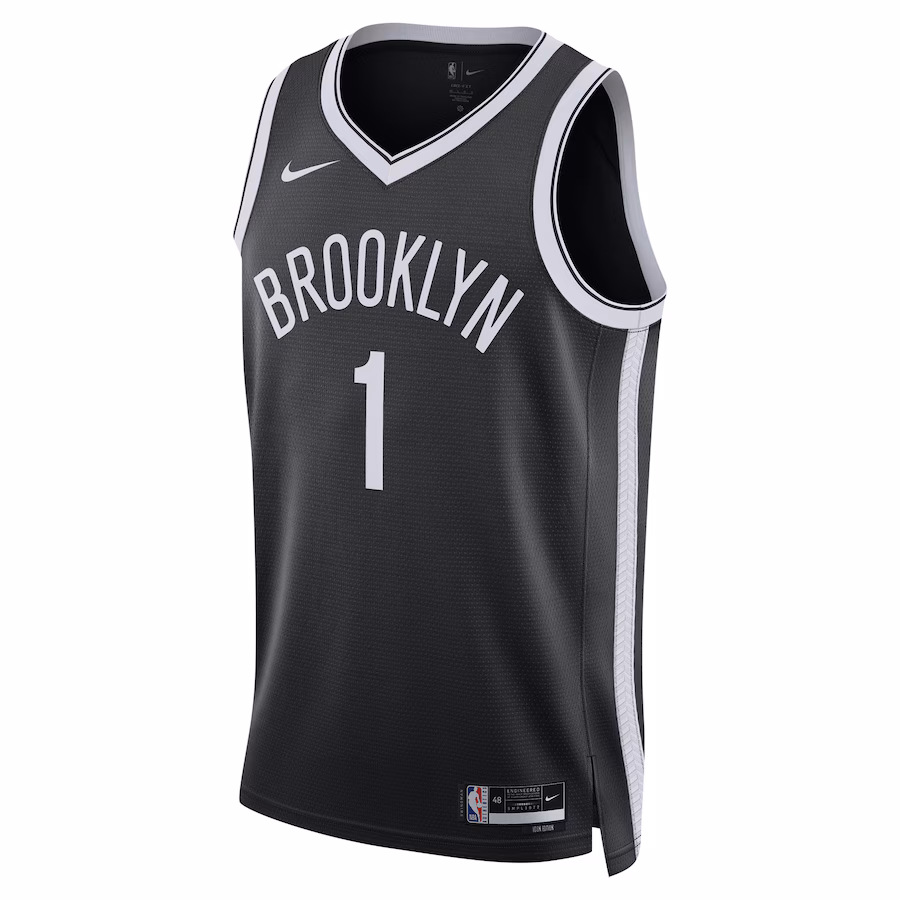 Maglia Swingman Unisex dei Brooklyn Nets di Mikal Bridges - Edizione icona - Nero