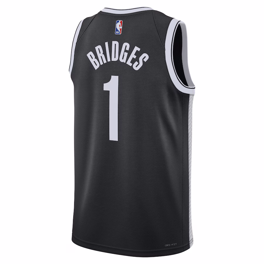 Maglia Swingman Unisex dei Brooklyn Nets di Mikal Bridges - Edizione icona - Nero
