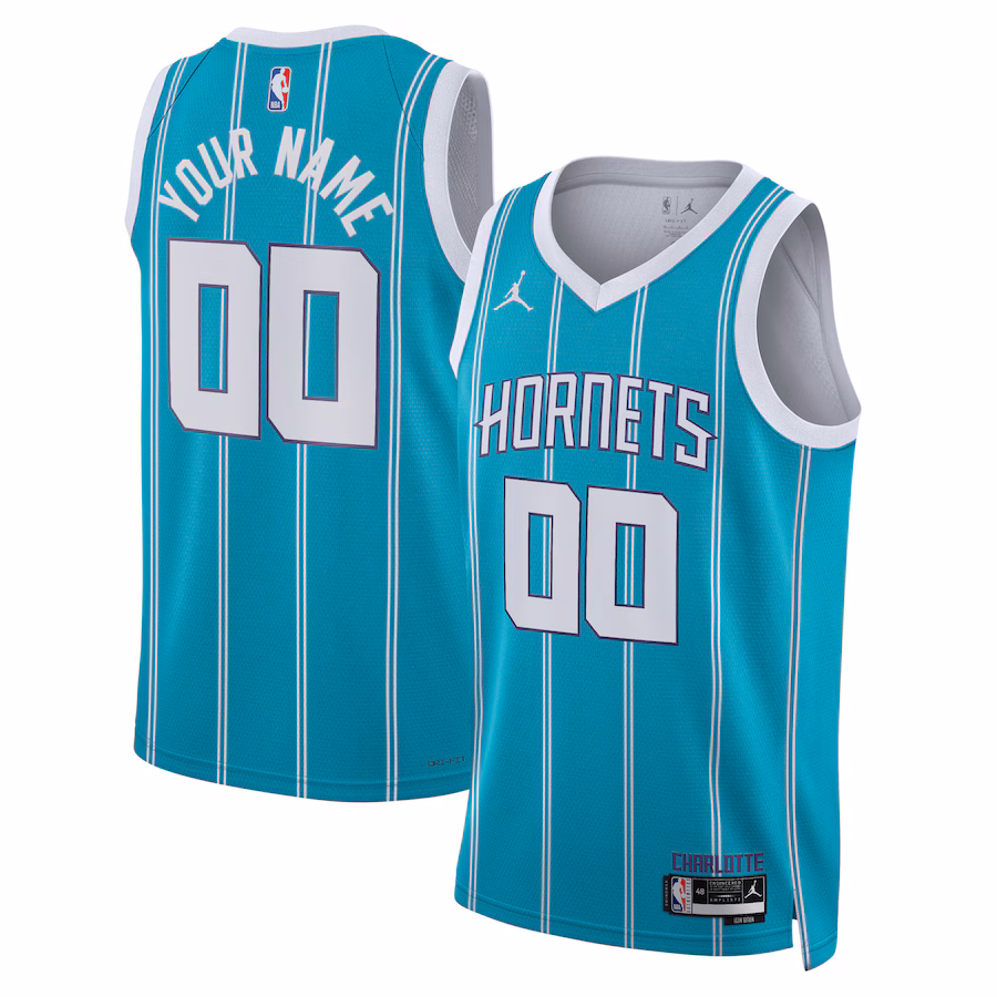 Maglia personalizzata Swingman unisex di Jordan Brand dei Charlotte Hornets - Edizione Icona - Turchese