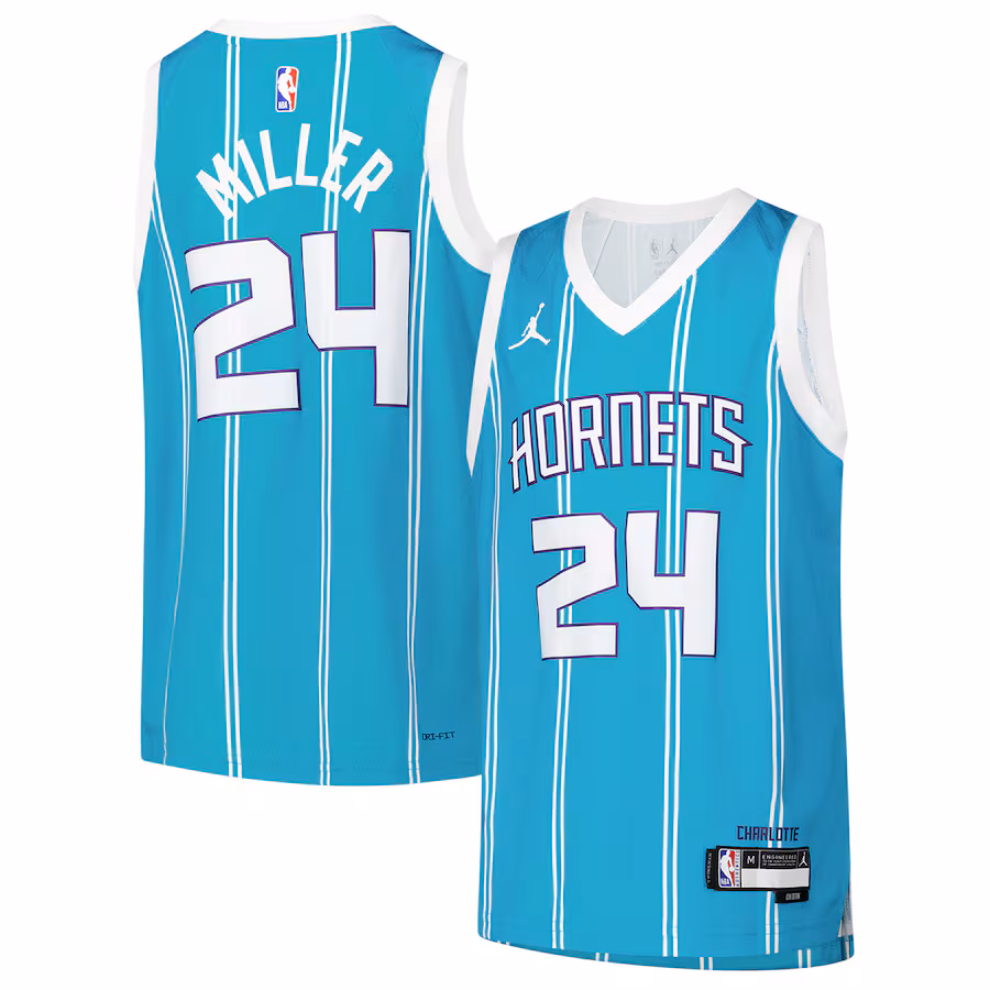 Brandon Miller, Maglia Swingman per i giovani dei Charlotte Hornets - Edizione Icona - Turchese