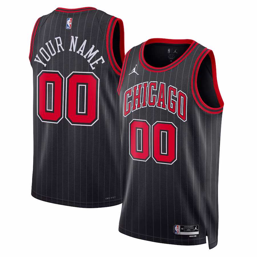 Maglia personalizzata per tifosi della stagione 2022/23 di Jordan Brand dei Chicago Bulls - Edizione Dichiarazione - Nero