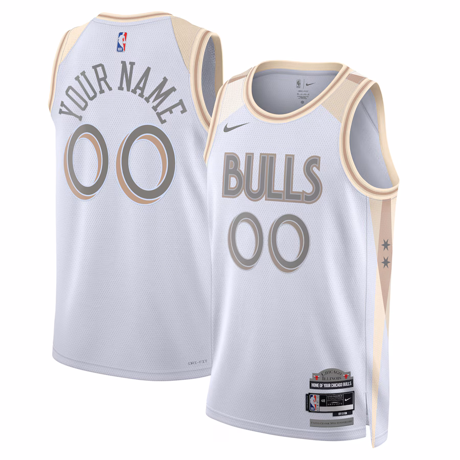 Maglia Swingman personalizzata unisex dei Chicago Bulls per la stagione 2024/25 - Edizione Città - Bianco