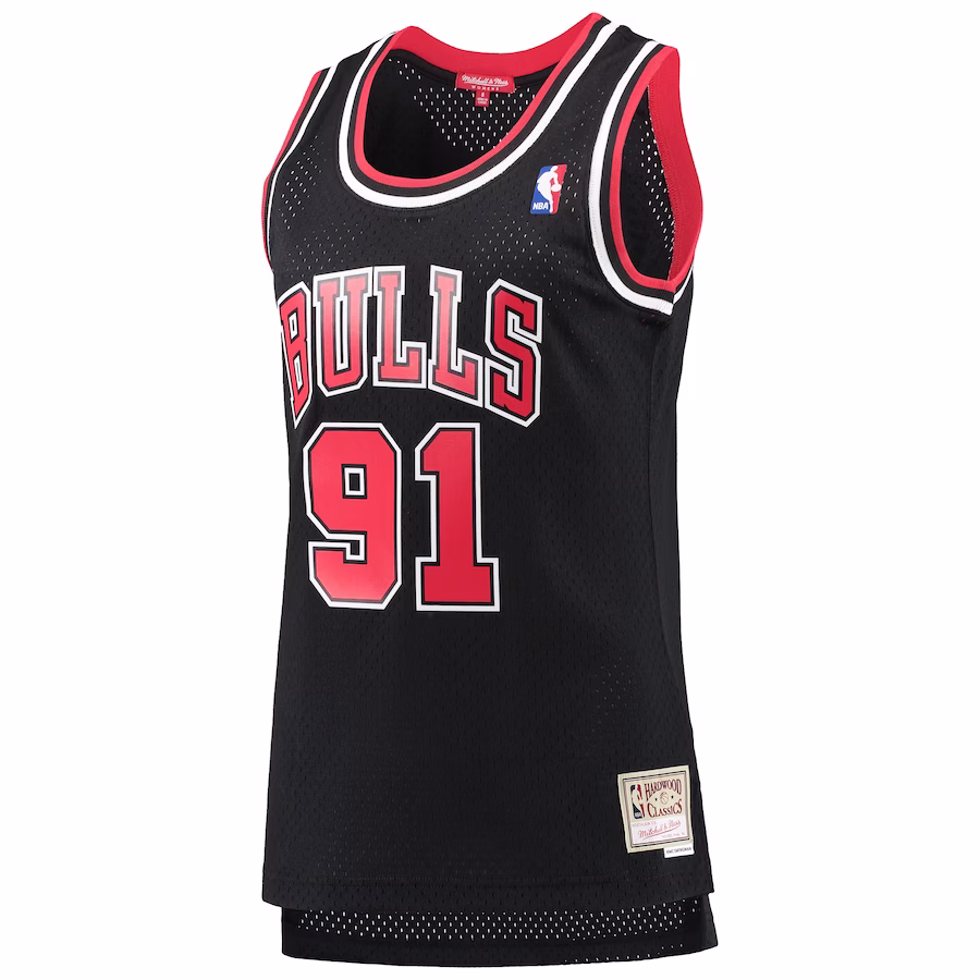 Dennis Rodman Camiseta Swingman Classic Hardwood para mujeres de los Chicago Bulls Mitchell & Ness - Negro