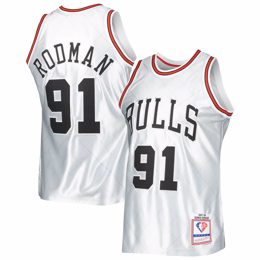 Dennis Rodman Chicago Bulls Mitchell & Ness 1997/98 Classic 75. Jubiläum Swingman Trikot - Platin